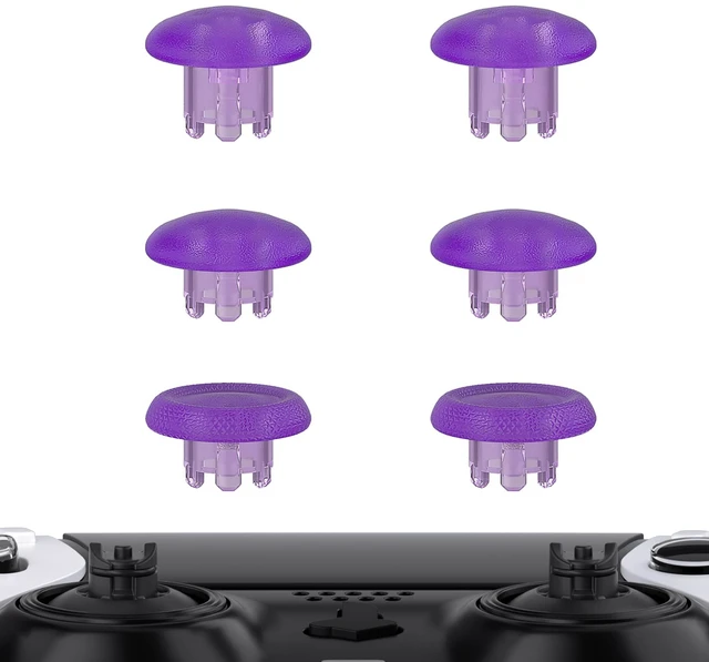 Main image of eXtremeRate Clear Atomic Purple Replacement Swappable Thumbsticks for PS5 Edge Controller, Custom Interchangeable Analog Stick Joystick Caps - Without Controller & Thumbstick Base