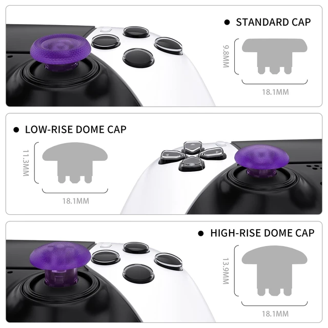 Alt view image 3 of 6 - eXtremeRate Clear Atomic Purple Replacement Swappable Thumbsticks for PS5 Edge Controller, Custom Interchangeable Analog Stick Joystick Caps - Without Controller & Thumbstick Base