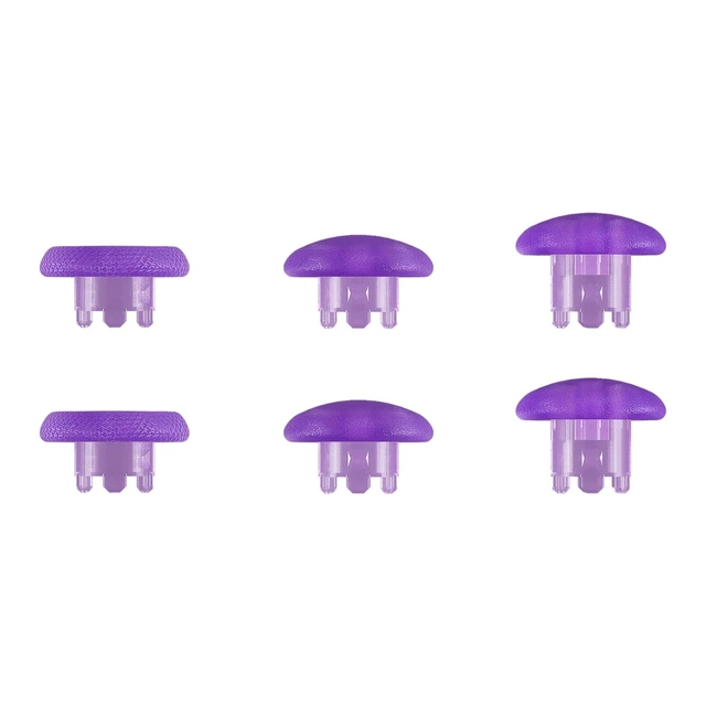 Alt view image 4 of 6 - eXtremeRate Clear Atomic Purple Replacement Swappable Thumbsticks for PS5 Edge Controller, Custom Interchangeable Analog Stick Joystick Caps - Without Controller & Thumbstick Base