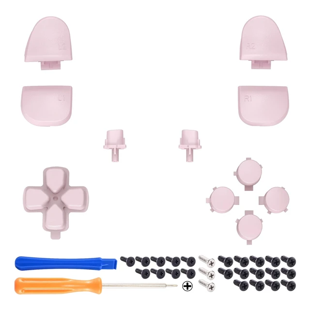 Alt view image 3 of 4 - eXtremeRate Replacement D-pad R1 L1 R2 L2 Triggers Share Options Face Buttons, Cherry Blossoms Pink Full Set Buttons Compatible with ps5 Controller BDM-030 BDM-040 BDM-050 BDM-060 - NO Controller