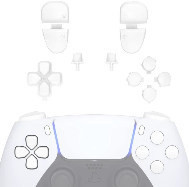 Main image of eXtremeRate Replacement D-pad R1 L1 R2 L2 Triggers Share Options Face Buttons, White Full Set Buttons Compatible with ps5 Controller BDM-030 BDM-040 BDM-050 BDM-060 - Controller NOT Included