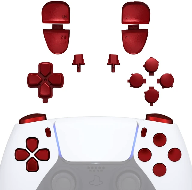 Main image of eXtremeRate Replacement D-pad R1 L1 R2 L2 Triggers Share Options Face Buttons, Scarlet Red Full Set Buttons Compatible with ps5 Controller BDM-030 BDM-040 BDM-050 BDM-060 - Controller NOT Included
