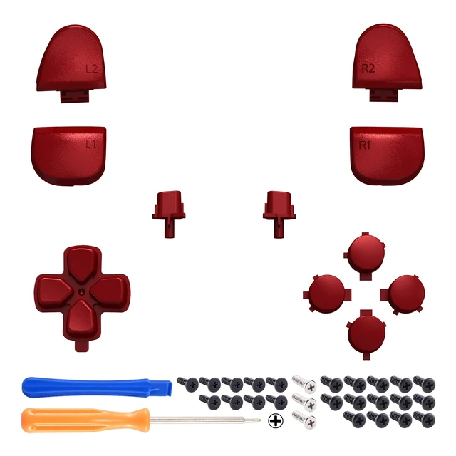 Alt view image 3 of 4 - eXtremeRate Replacement D-pad R1 L1 R2 L2 Triggers Share Options Face Buttons, Scarlet Red Full Set Buttons Compatible with ps5 Controller BDM-030 BDM-040 BDM-050 BDM-060 - Controller NOT Included