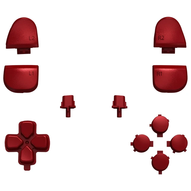 Alt view image 4 of 4 - eXtremeRate Replacement D-pad R1 L1 R2 L2 Triggers Share Options Face Buttons, Scarlet Red Full Set Buttons Compatible with ps5 Controller BDM-030 BDM-040 BDM-050 BDM-060 - Controller NOT Included