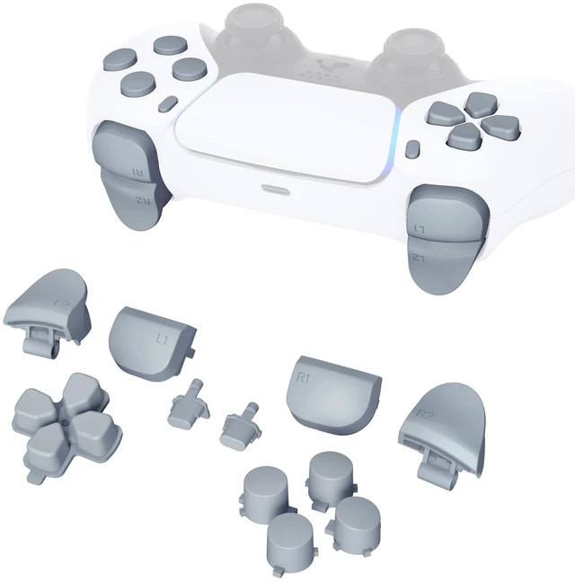 Main image of eXtremeRate Replacement D-pad R1 L1 R2 L2 Triggers Share Options Face Buttons, New Hope Gray Full Set Buttons Compatible with ps5 Controller BDM-010 & BDM-020