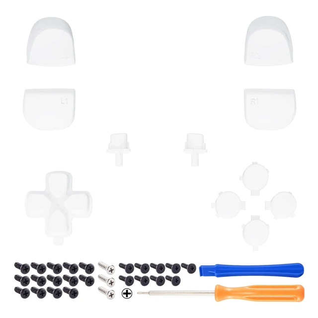 Alt view image 3 of 3 - eXtremeRate Replacement D-pad R1 L1 R2 L2 Triggers Share Options Face Buttons, White Full Set Buttons Compatible with ps5 Controller BDM-010 & BDM-020