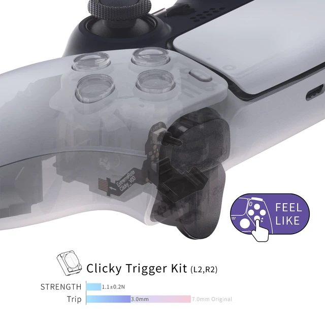 Alt view image 6 of 7 - eXtremeRate Clicky Hair Trigger Kit for PS5 Controller BDM-010 & BDM-020 Shoulder Buttons, Custom Flashshot Trigger Stop Flex Cable for PS5 Controller BDM-010 BDM-020