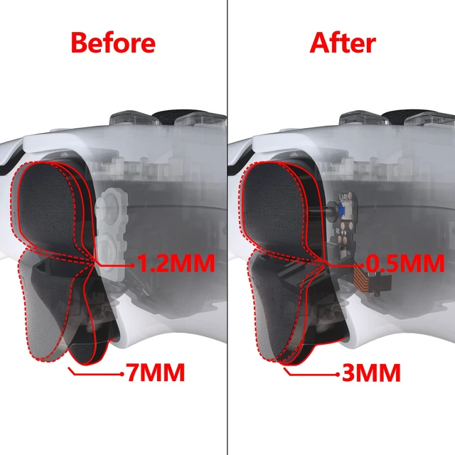 Alt view image 5 of 7 - eXtremeRate Tactile Version Clicky Hair Trigger Kit for PS5 Controller BDM-010 & BDM-020 Shoulder Buttons, Custom Tactile Bumper Trigger Buttons for PS5 Controller, Mouse Click Kit for PS5 Gamepad