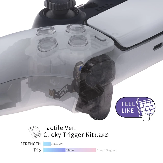 Alt view image 6 of 7 - eXtremeRate Tactile Version Clicky Hair Trigger Kit for PS5 Controller BDM-010 & BDM-020 Shoulder Buttons, Custom Tactile Bumper Trigger Buttons for PS5 Controller, Mouse Click Kit for PS5 Gamepad