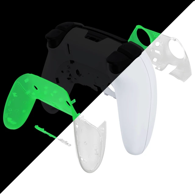 Alt view image 5 of 5 - eXtremeRate Top Bottom Decorative Trim Shell Compatible with p s 5 Edge Controller DIY Replacement Front Back Clip Shell, Custom Glow in Dark - Green Plates Cover Compatible with p s 5 Edge Controller