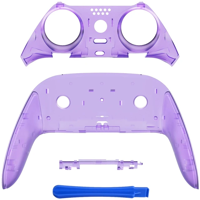 Main image of eXtremeRate Top Bottom Decorative Trim Shell Compatible with ps5 Edge Controller DIY Replacement Front Back Clip Shell, Custom Clear Atomic Purple Plates Cover Compatible with ps5 Edge Controller