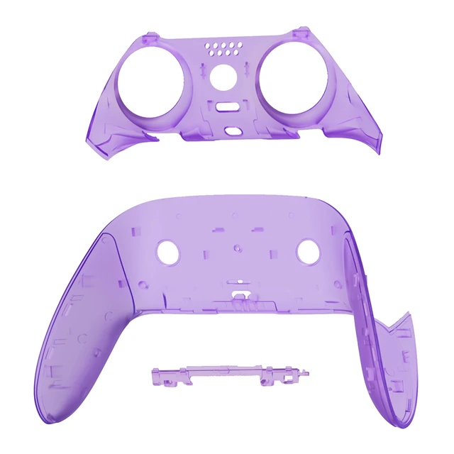 Alt view image 3 of 4 - eXtremeRate Top Bottom Decorative Trim Shell Compatible with ps5 Edge Controller DIY Replacement Front Back Clip Shell, Custom Clear Atomic Purple Plates Cover Compatible with ps5 Edge Controller