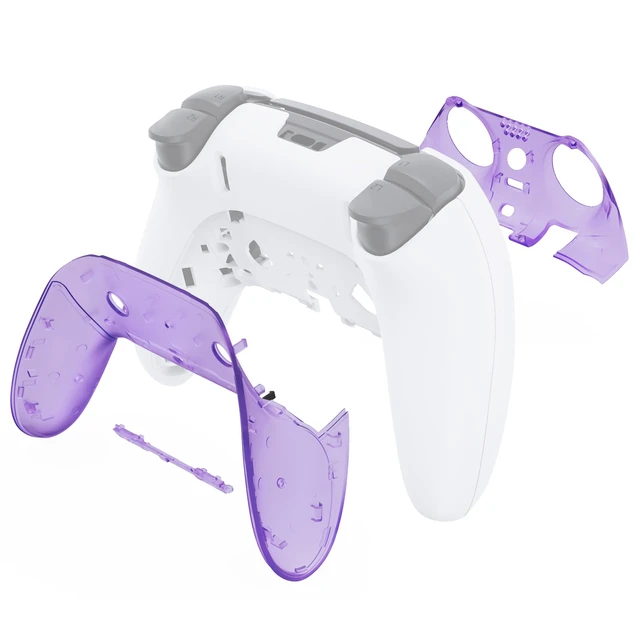 Alt view image 4 of 4 - eXtremeRate Top Bottom Decorative Trim Shell Compatible with ps5 Edge Controller DIY Replacement Front Back Clip Shell, Custom Clear Atomic Purple Plates Cover Compatible with ps5 Edge Controller