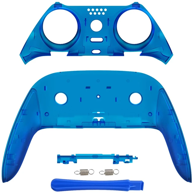 Main image of eXtremeRate Top Bottom Decorative Trim Shell Compatible with ps5 Edge Controller DIY Replacement Front Back Clip Shell, Custom Clear Blue Plates Cover Compatible with ps5 Edge Controller