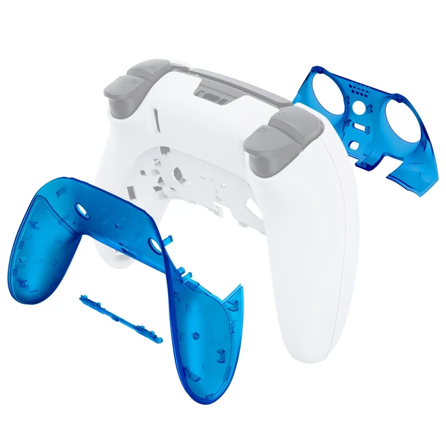 Alt view image 4 of 4 - eXtremeRate Top Bottom Decorative Trim Shell Compatible with ps5 Edge Controller DIY Replacement Front Back Clip Shell, Custom Clear Blue Plates Cover Compatible with ps5 Edge Controller