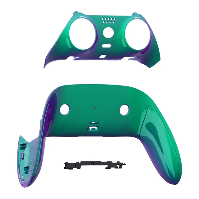 Alt view image 2 of 4 - eXtremeRate Top Bottom Decorative Trim Shell Compatible with p s 5 Edge Controller Replacement Front Back Clip Shell, Custom Chameleon Green Purple Plates Cover Compatible with p s 5 Edge Controller