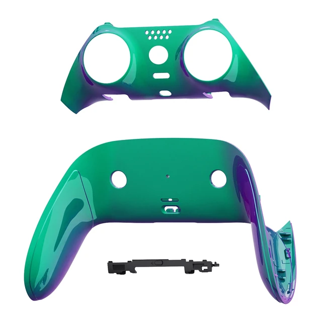 Alt view image 3 of 4 - eXtremeRate Top Bottom Decorative Trim Shell Compatible with p s 5 Edge Controller Replacement Front Back Clip Shell, Custom Chameleon Green Purple Plates Cover Compatible with p s 5 Edge Controller