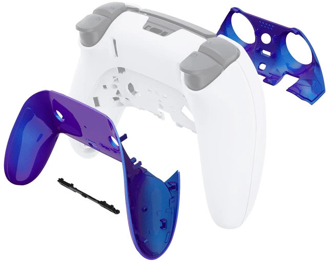 Alt view image 4 of 4 - eXtremeRate Top Bottom Decorative Trim Shell Compatible with ps5 Edge Controller DIY Replacement Front Back Clip Shell, Custom Chameleon Purple Blue Plates Cover Compatible with ps5 Edge Controller