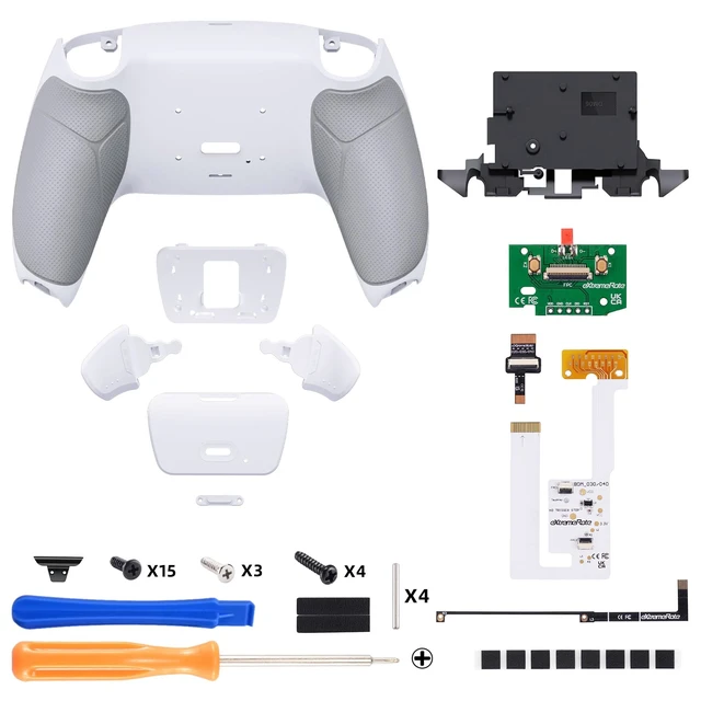 Alt view image 3 of 7 - eXtremeRate White Rubberized Grip Programable Rise V4 Remap Kit for PS5 Controller BDM-030 040 050 060, Upgrade Board Redesigned Bottom Shell Back Buttons for PS5 Controller - NO Controller