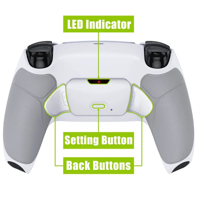 Alt view image 6 of 7 - eXtremeRate White Rubberized Grip Programable Rise V4 Remap Kit for PS5 Controller BDM-030 040 050 060, Upgrade Board Redesigned Bottom Shell Back Buttons for PS5 Controller - NO Controller