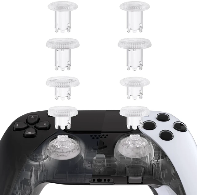 Main image of eXtremeRate ThumbsGear V3 Interchangeable Ergonomic Thumbsticks for PS5 Controller, Replacement Analog Thumb Sticks for PS4 Controller - 4 Height Adjustable Convex & Concave Grip Joysticks - Clear