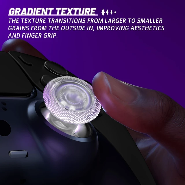 Alt view image 7 of 7 - eXtremeRate ThumbsGear V3 Interchangeable Ergonomic Thumbsticks for PS5 Controller, Replacement Analog Thumb Sticks for PS4 Controller - 4 Height Adjustable Convex & Concave Grip Joysticks - Clear