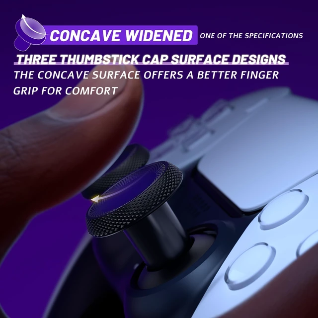 Alt view image 6 of 7 - eXtremeRate ThumbsGear V3 Interchangeable Ergonomic Thumbsticks for PS5 Controller, Replacement Analog Thumb Sticks for PS4 Controller - 4 Height Adjustable Convex & Concave Grip Joysticks - Black