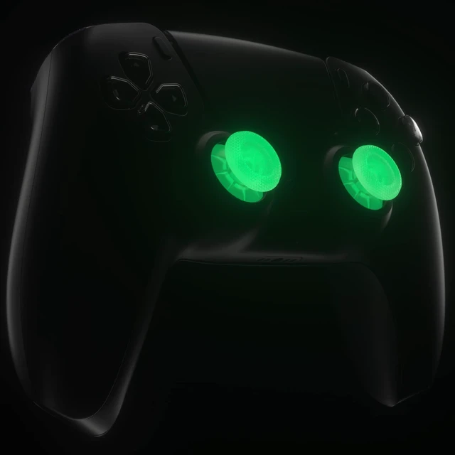 Alt view image 4 of 7 - eXtremeRate Glow in Dark - Green Replacement Thumbsticks for PS5 Controller, Custom Analog Stick Joystick for PS4 Controller Universal