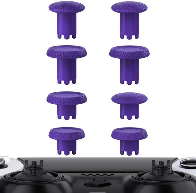 Main image of eXtremeRate ThumbsGear Interchangeable Thumbsticks for PS5 Edge Controller, Replacement Purple Analog Thumb Sticks Caps for PS5 Edge Controller - 4 Heights 3 Surfaces Grips - Without Thumbstick Base