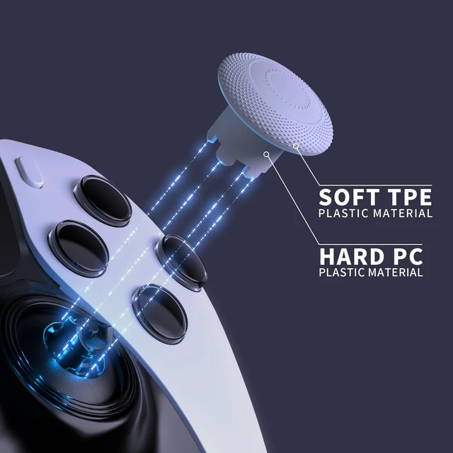 Alt view image 5 of 7 - eXtremeRate ThumbsGear Interchangeable Thumbsticks for PS5 Edge Controller, Replacement Original White Analog Thumb Sticks Caps for PS5 Edge Controller - 4 Heights 3 Surfaces Grips -NO Thumbstick Base