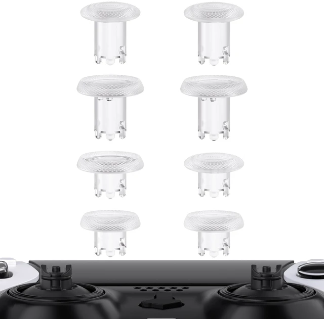 Main image of eXtremeRate ThumbsGear Interchangeable Thumbsticks for PS5 Edge Controller, Replacement Clear Analog Thumb Sticks Caps for PS5 Edge Controller - 4 Heights 3 Surfaces Grips - Without Thumbstick Base