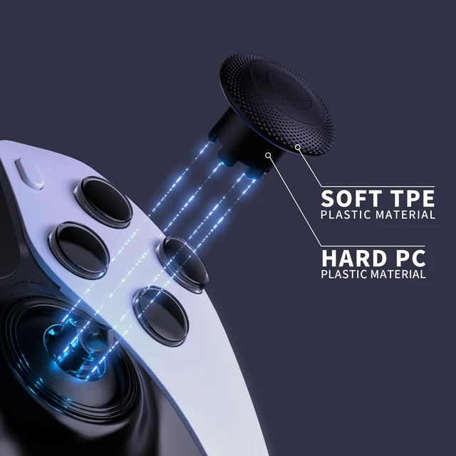 Alt view image 5 of 7 - eXtremeRate ThumbsGear Interchangeable Thumbsticks for PS5 Edge Controller, Replacement Black Analog Thumb Sticks Caps for PS5 Edge Controller - 4 Heights 3 Surfaces Grips - Without Thumbstick Base