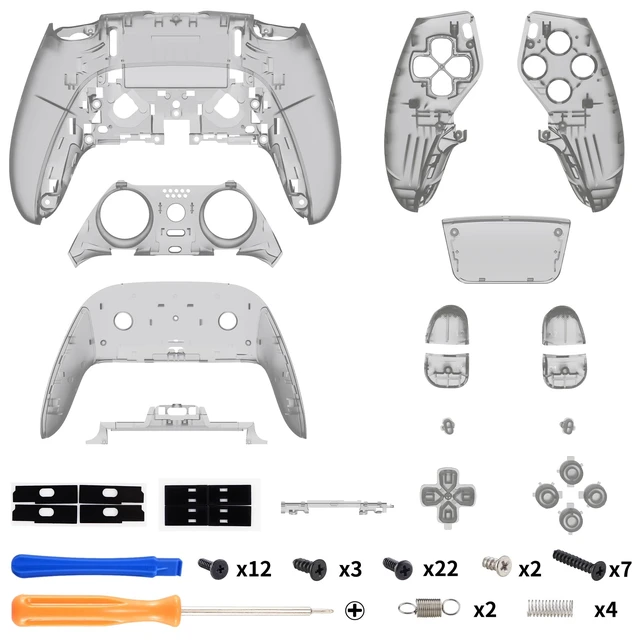 Alt view image 2 of 4 - eXtremeRate Full Set Shell with Buttons Touchpad Compatible with ps5 Edge Controller, Clear Black Custom Replacement Decorative Trim Shell Front Back Plates Compatible with ps5 Edge Controller