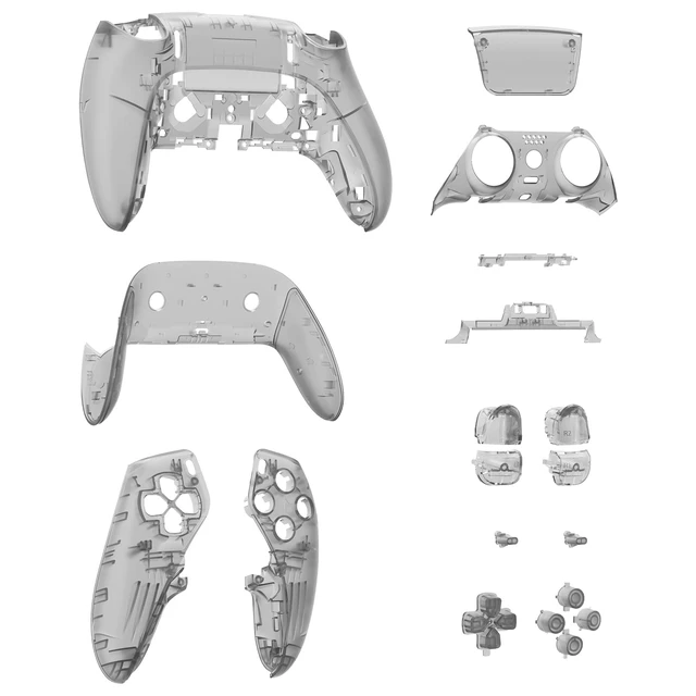 Alt view image 4 of 4 - eXtremeRate Full Set Shell with Buttons Touchpad Compatible with ps5 Edge Controller, Clear Black Custom Replacement Decorative Trim Shell Front Back Plates Compatible with ps5 Edge Controller