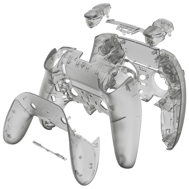 Alt view image 3 of 4 - eXtremeRate Full Set Shell with Buttons Touchpad Compatible with ps5 Edge Controller, Clear Black Custom Replacement Decorative Trim Shell Front Back Plates Compatible with ps5 Edge Controller