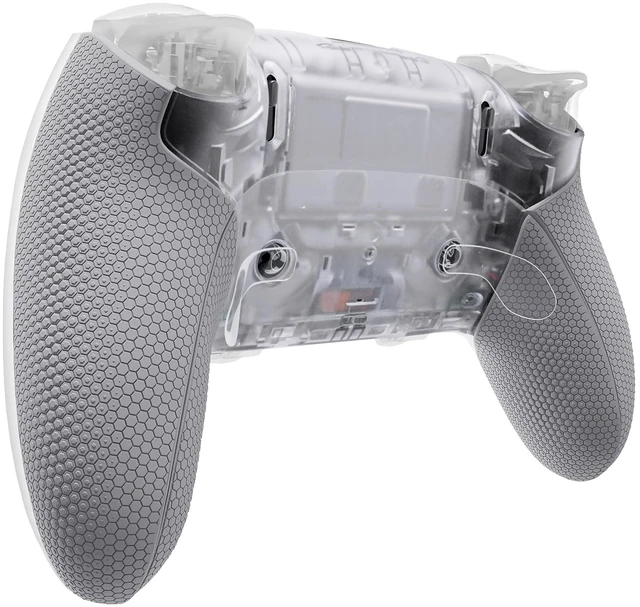 Main image of eXtremeRate Beyond-ARC Bottom Shell Kit Compatible with p s 5 Edge Controller with Rubberized Grip, Replacement Front Back Decorative Trim Shell Plates - Clear & Gray