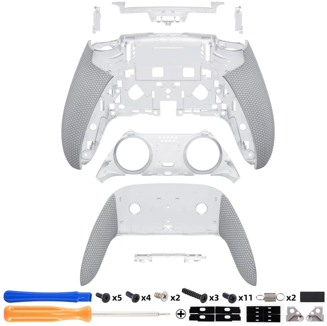 Alt view image 2 of 7 - eXtremeRate Beyond-ARC Bottom Shell Kit Compatible with p s 5 Edge Controller with Rubberized Grip, Replacement Front Back Decorative Trim Shell Plates - Clear & Gray