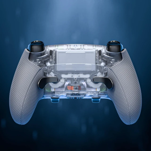 Alt view image 5 of 7 - eXtremeRate Beyond-ARC Bottom Shell Kit Compatible with p s 5 Edge Controller with Rubberized Grip, Replacement Front Back Decorative Trim Shell Plates - Clear & Gray