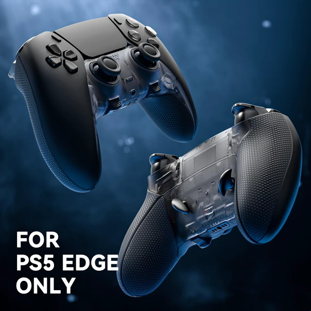 Alt view image 4 of 7 - eXtremeRate Beyond-ARC Bottom Shell Kit Compatible with p s 5 Edge Controller with Rubberized Grip, Replacement Front Back Decorative Trim Shell Plates - Clear & Black