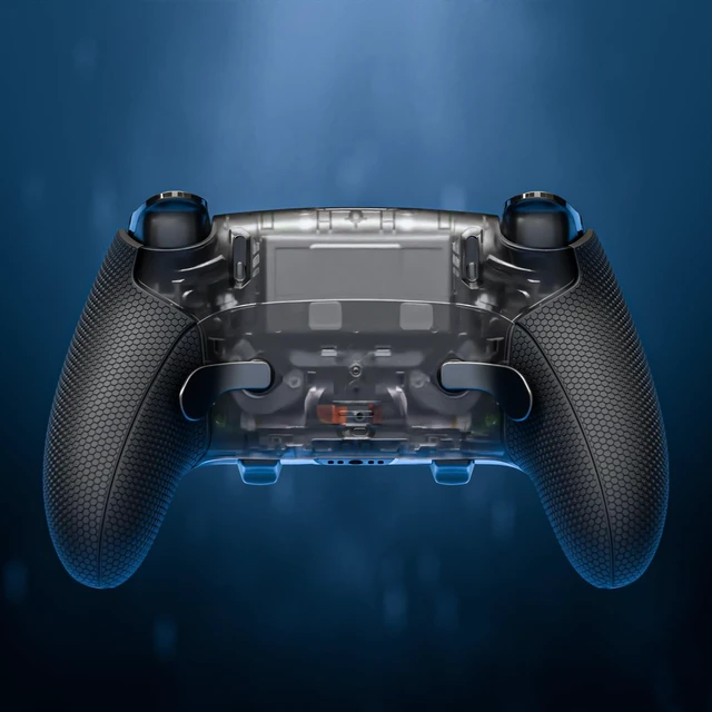 Alt view image 5 of 7 - eXtremeRate Beyond-ARC Bottom Shell Kit Compatible with p s 5 Edge Controller with Rubberized Grip, Replacement Front Back Decorative Trim Shell Plates - Clear & Black