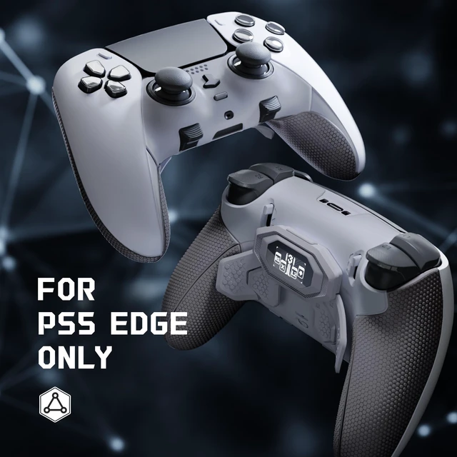 Alt view image 3 of 7 - eXtremeRate BEYOND Back Paddles Kit for PS5 Edge Controller, OLED Display, Redesigned Rubberized Grips Bottom Shell, Remappable 4 Back Buttons for PS5 Edge Controller - New Hope Gray & Classic Gray