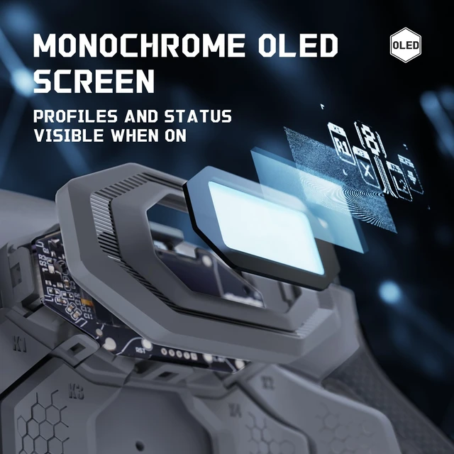 Alt view image 5 of 7 - eXtremeRate BEYOND Back Paddles Kit for PS5 Edge Controller, OLED Display, Redesigned Rubberized Grips Bottom Shell, Remappable 4 Back Buttons for PS5 Edge Controller - New Hope Gray & Classic Gray