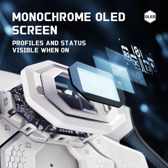 Alt view image 5 of 7 - eXtremeRate BEYOND Back Paddles Kit for PS5 Edge Controller, OLED Display, Redesigned Ergonomic Rubberized Grips Bottom Shell, Remappable 4 Back Buttons Set for PS5 Edge Controller - White & Black