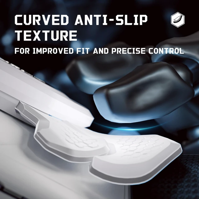 Alt view image 7 of 7 - eXtremeRate BEYOND Back Paddles Kit for PS5 Edge Controller, OLED Display, Redesigned Ergonomic Rubberized Grips Bottom Shell, Remappable 4 Back Buttons Set for PS5 Edge Controller - White & Black