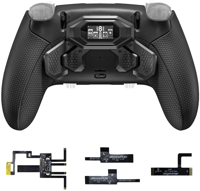 Main image of eXtremeRate BEYOND Back Paddles Kit for PS5 Edge Controller, OLED Display, Redesigned Ergonomic Rubberized Grips Bottom Shell, Remappable 4 Back Buttons Attachment for PS5 Edge Controller - Black