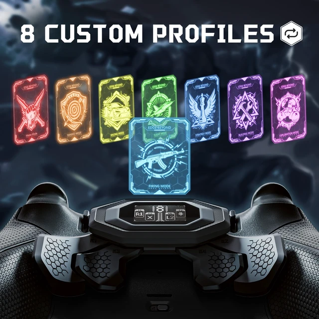 Alt view image 6 of 7 - eXtremeRate BEYOND Back Paddles Kit for PS5 Edge Controller, OLED Display, Redesigned Ergonomic Rubberized Grips Bottom Shell, Remappable 4 Back Buttons Attachment for PS5 Edge Controller - Black