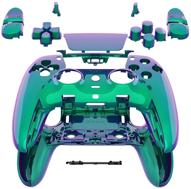 Main image of eXtremeRate Full Set Shell with Buttons Touchpad Compatible with ps5 Edge Controller, Chameleon Green Purple Replacement Decorative Trim Shell Front Back Plates Compatible with ps5 Edge Controller