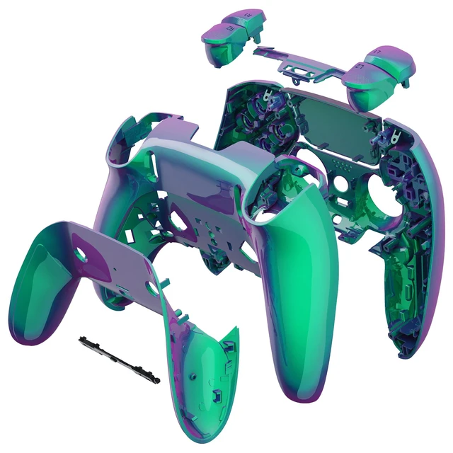 Alt view image 3 of 5 - eXtremeRate Full Set Shell with Buttons Touchpad Compatible with ps5 Edge Controller, Chameleon Green Purple Replacement Decorative Trim Shell Front Back Plates Compatible with ps5 Edge Controller