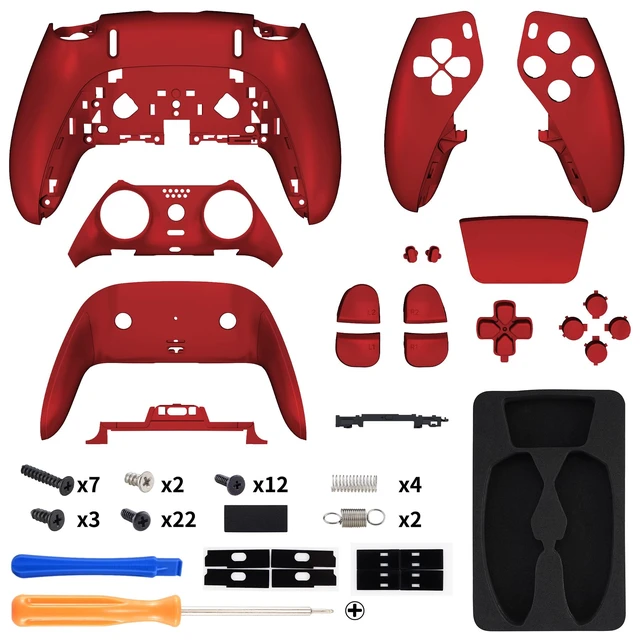 Alt view image 2 of 5 - eXtremeRate Full Set Shell with Buttons Touchpad Cover Compatible with ps5 Edge Controller, Scarlet Red Replacement Decorative Trim Shell Front Back Plates Compatible with ps5 Edge Controller