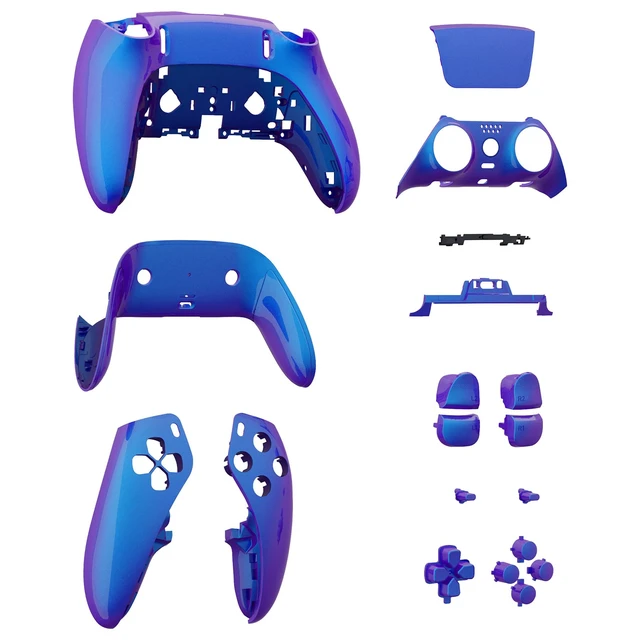 Alt view image 4 of 5 - eXtremeRate Full Set Shell with Buttons Touchpad Compatible with ps5 Edge Controller, Chameleon Purple Blue Replacement Decorative Trim Shell Front Back Plates Compatible with ps5 Edge Controller